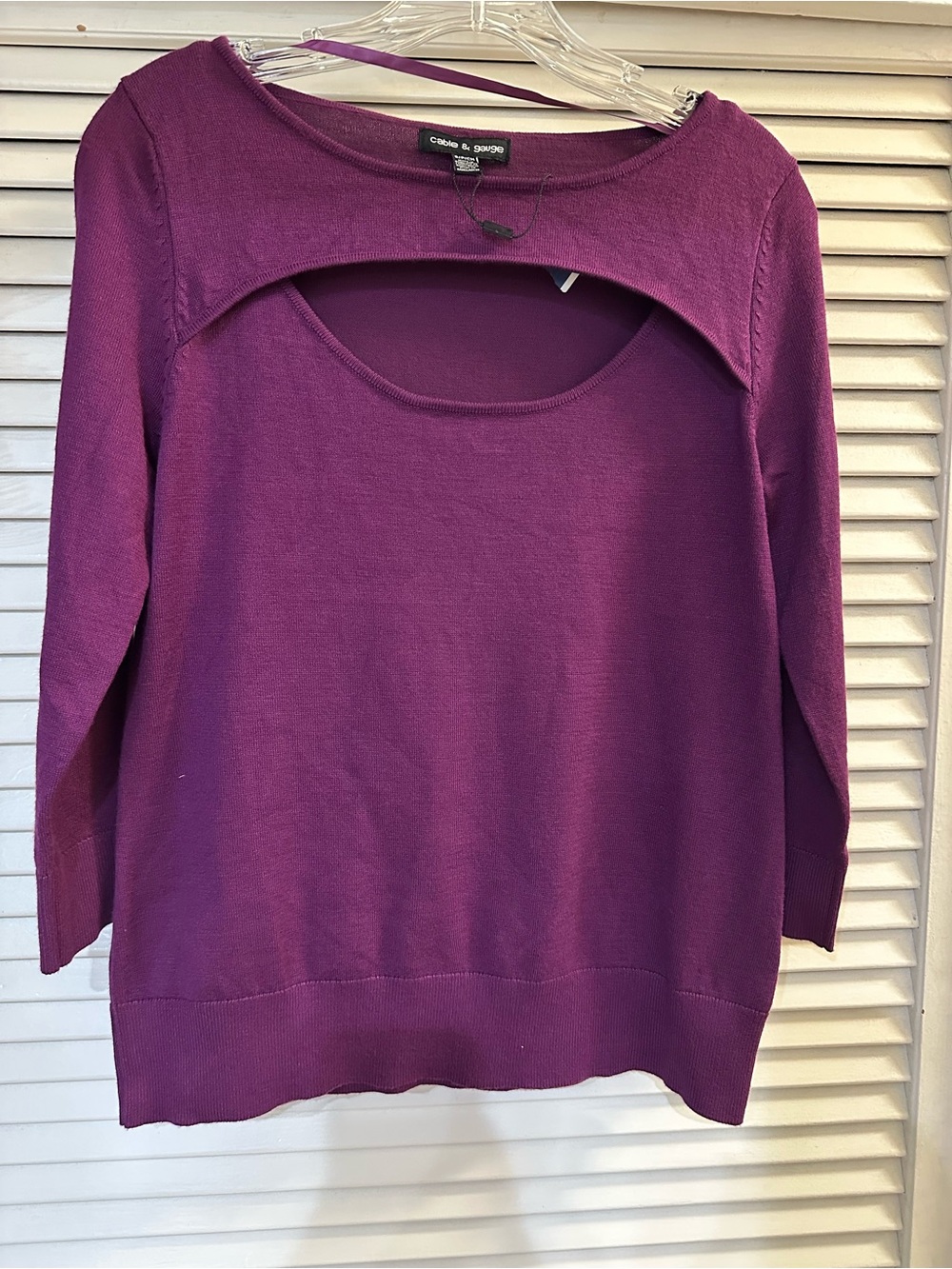 Cable & Gauge Plum Scoop Neck Cutout Sweater